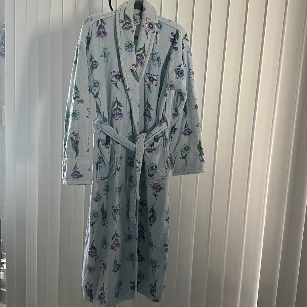 Floral Turkish terry cotton BathRobe - Picture 9 of 11